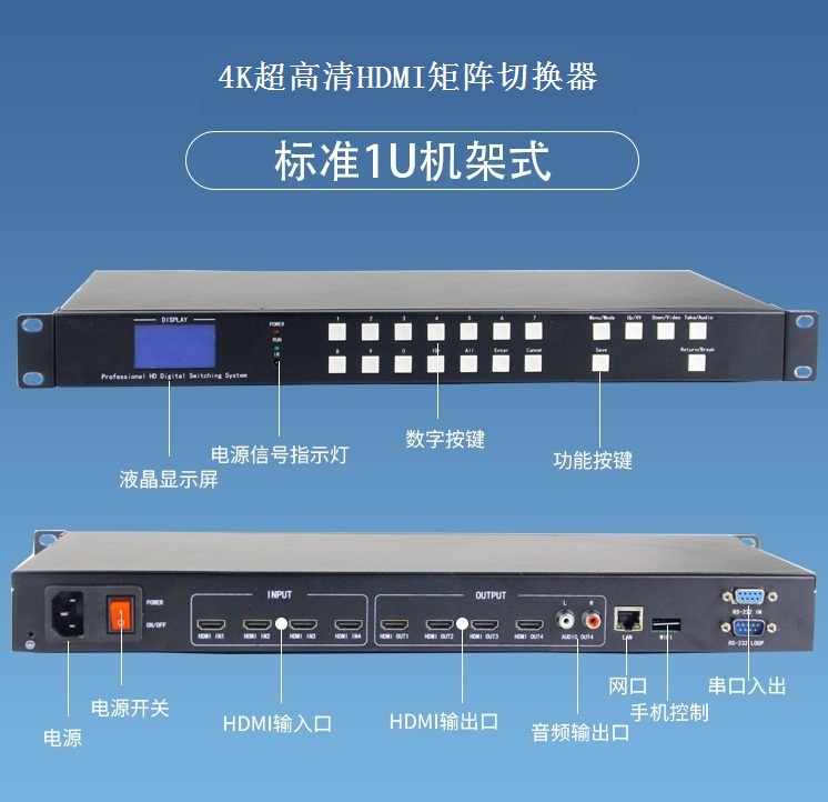 4進(jìn)4出4K無縫矩陣切換器